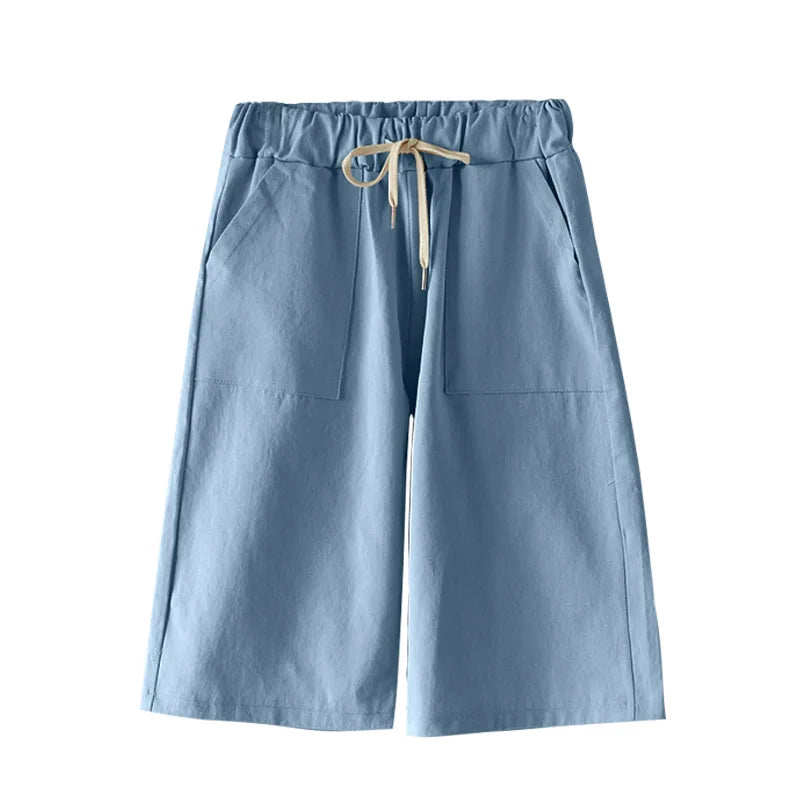 Summer Bermuda Shorts Cotton Wide-Legged